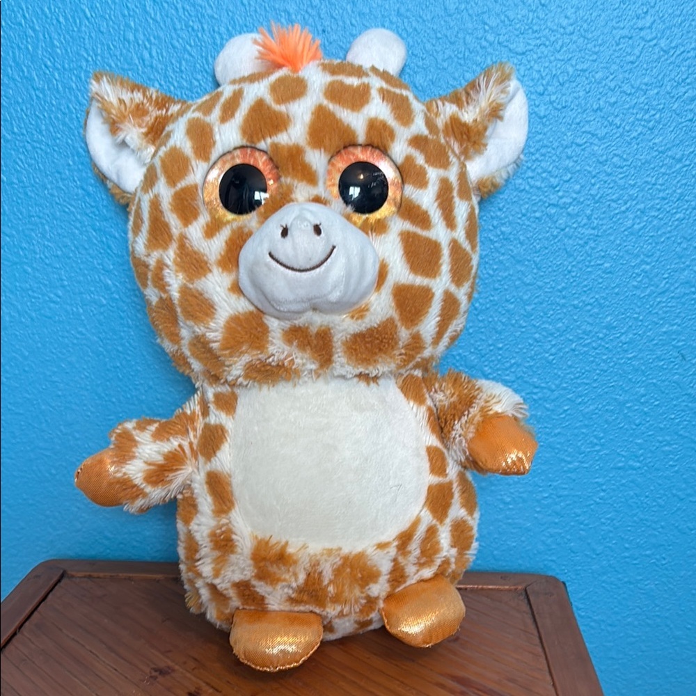 Orange and White Stuffed Giraffe Toy with Cute Features